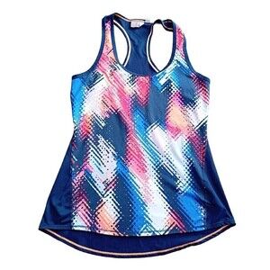 Athleta Chi Tank Top Size XS Navy Blue Orange Racer Back Tank Sport Yoga Active